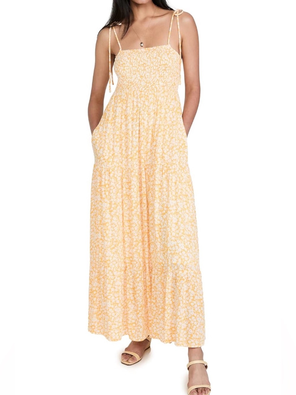 Maxi dress with shoulder ties